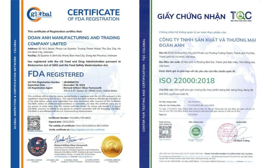 Chứng nhận FDA ISO