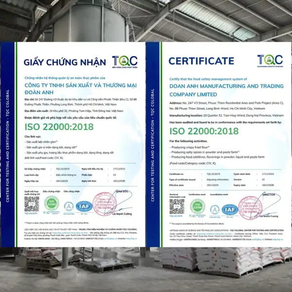 Chứng nhận FDA ISO