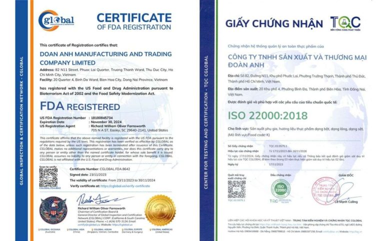 Chứng nhận FDA ISO