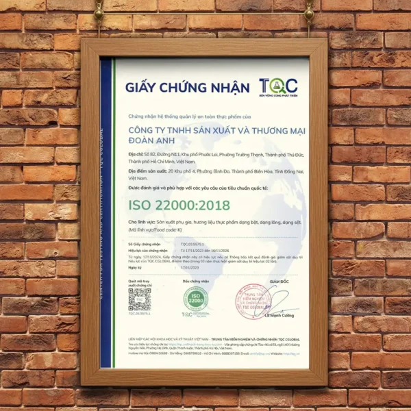 Chứng nhận ISO 22000:2018